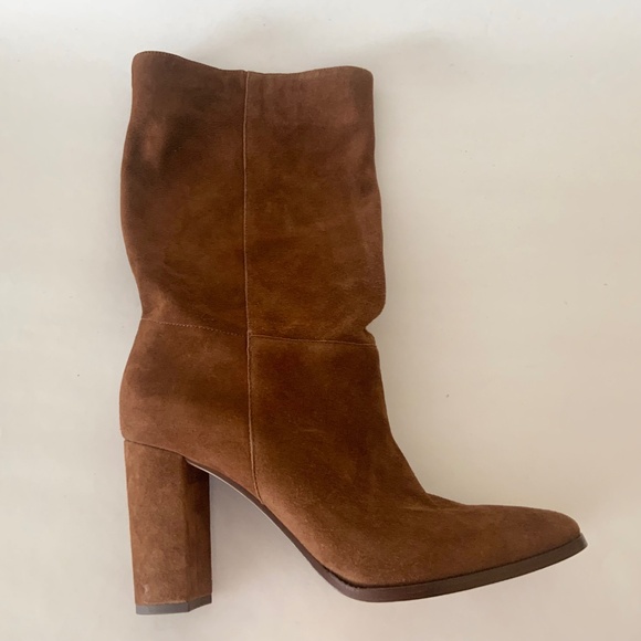 RALPH LAUREN ARTIZAN II BROWN SUEDE BOOTS Almond Toe Pull On Heeled Booties 9.5 - Picture 16 of 16